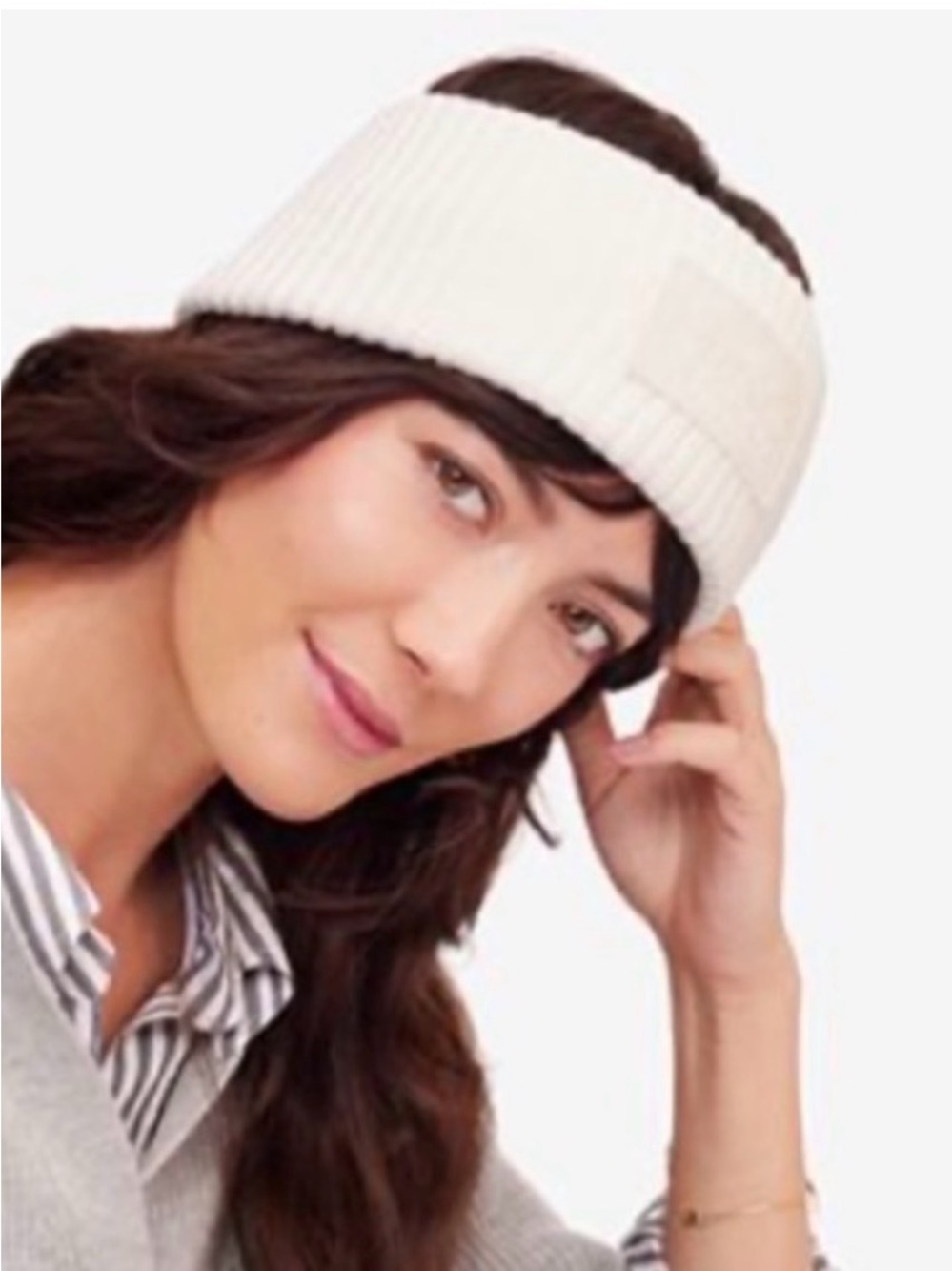 Coach White Cable Knit Winter Headband